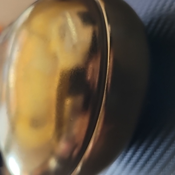 Gold Tone Ceramic Puffy Heart Jewelry Trinket Box - Picture 5 of 7